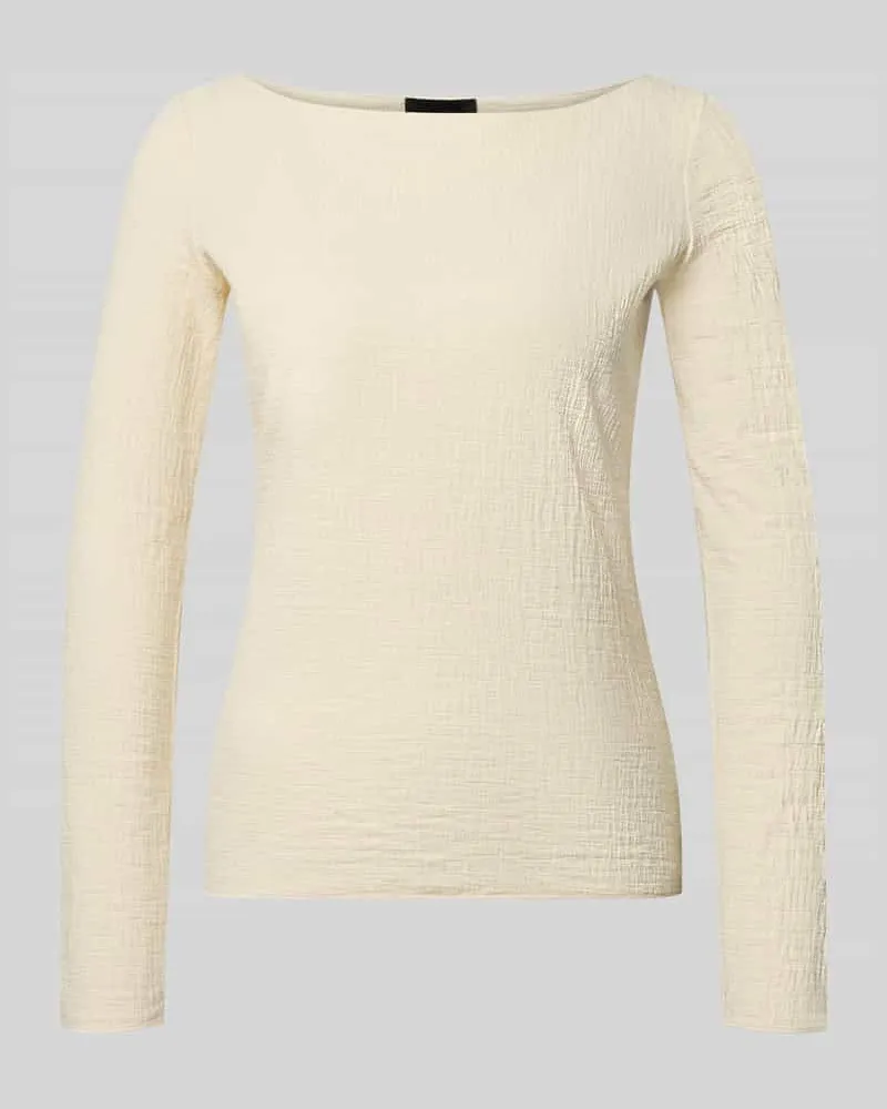 Emporio Armani Slim Fit Longsleeve mit Viskose-Anteil Offwhite