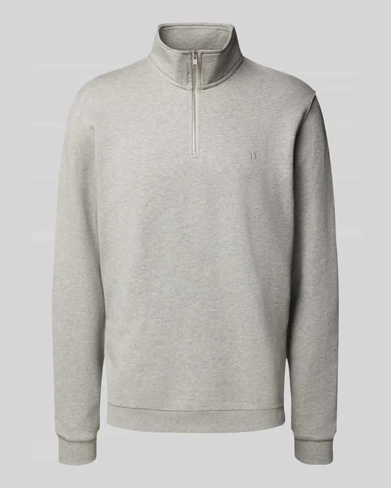 LES DEUX Sweatshirt mit Troyer-Kragen Modell 'Norregaard Hellgrau