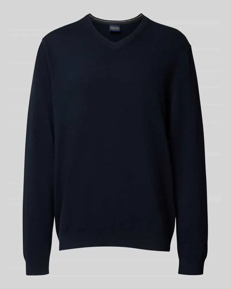 Christian Berg Kaschmirpullover mit V-Ausschnitt Marine