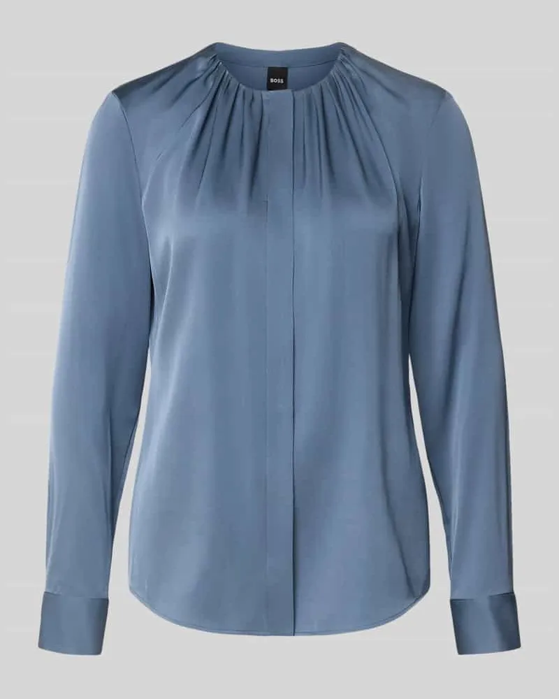 HUGO BOSS Regular Fit Langarmbluse aus Seiden-Mix Modell 'BANORAH Rauchblau
