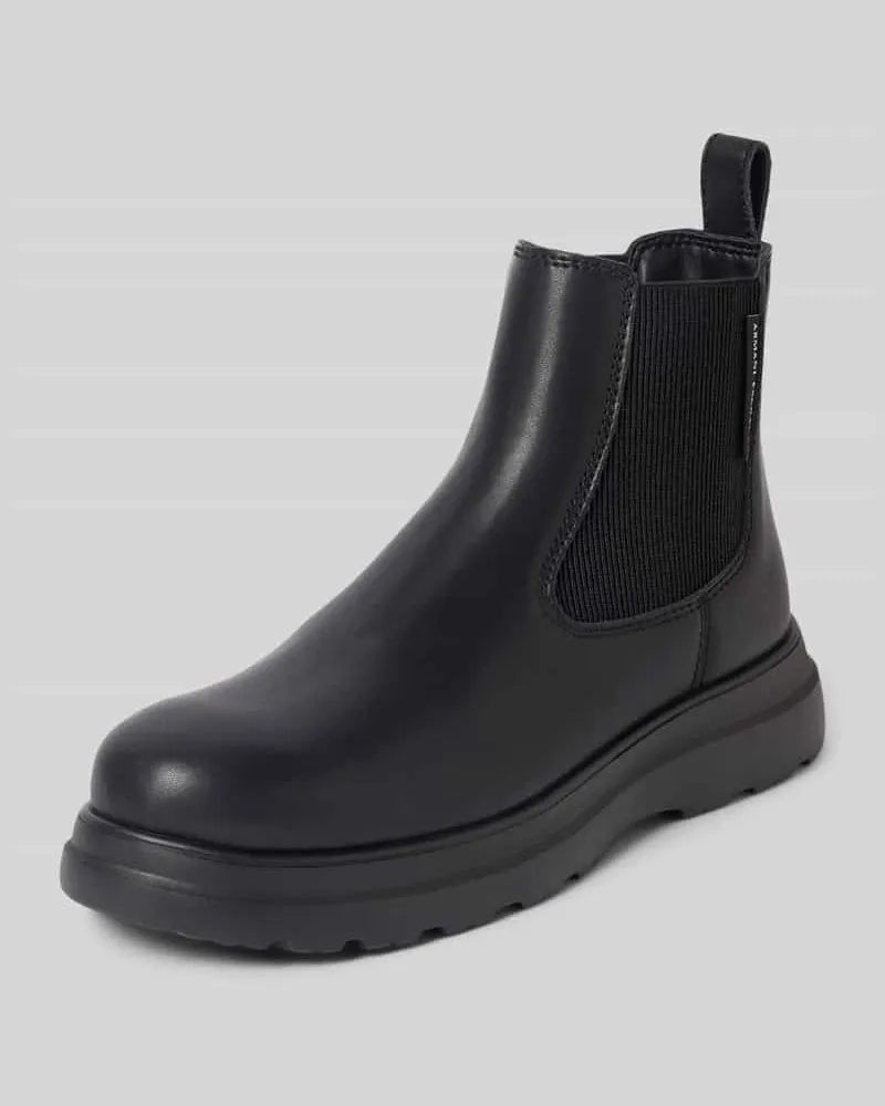 Armani Exchange Chelsea Boots aus Leder-Mix Modell 'LEA Black