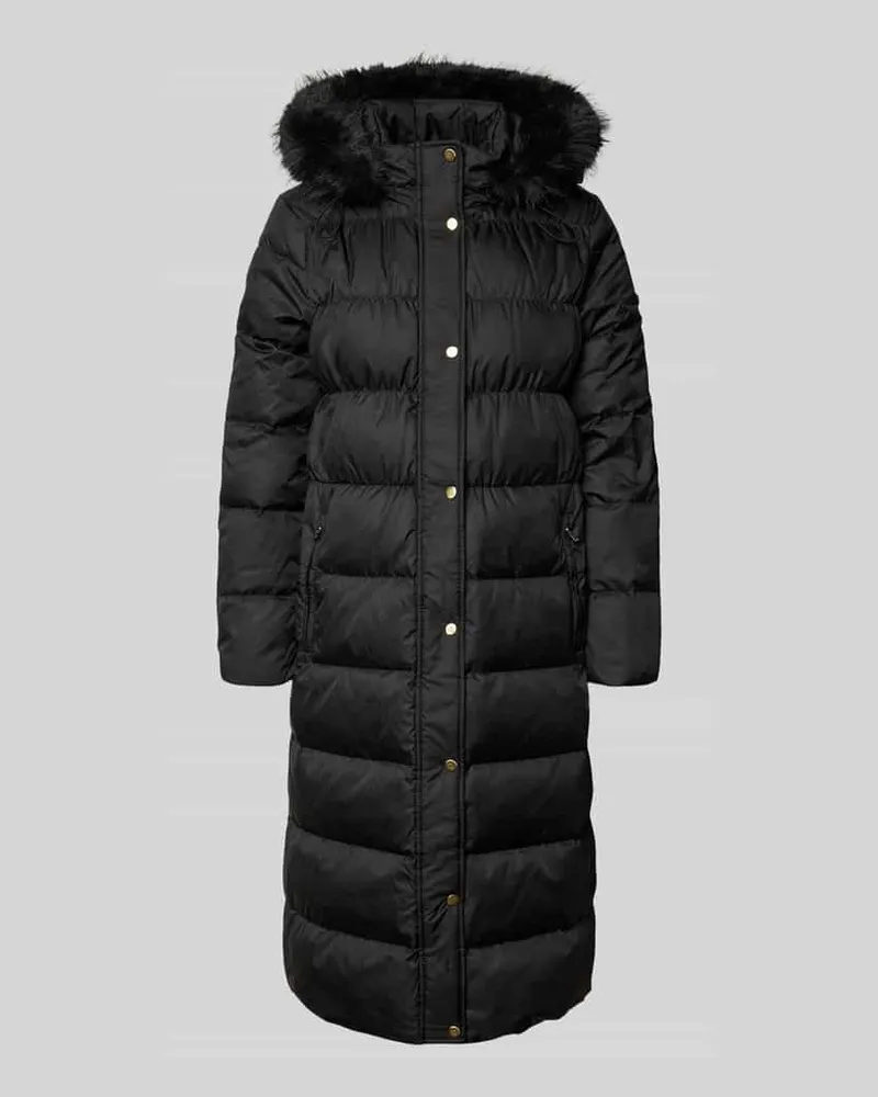 Ralph Lauren Steppmantel mit Kapuze und Reißverschlusstaschen Black