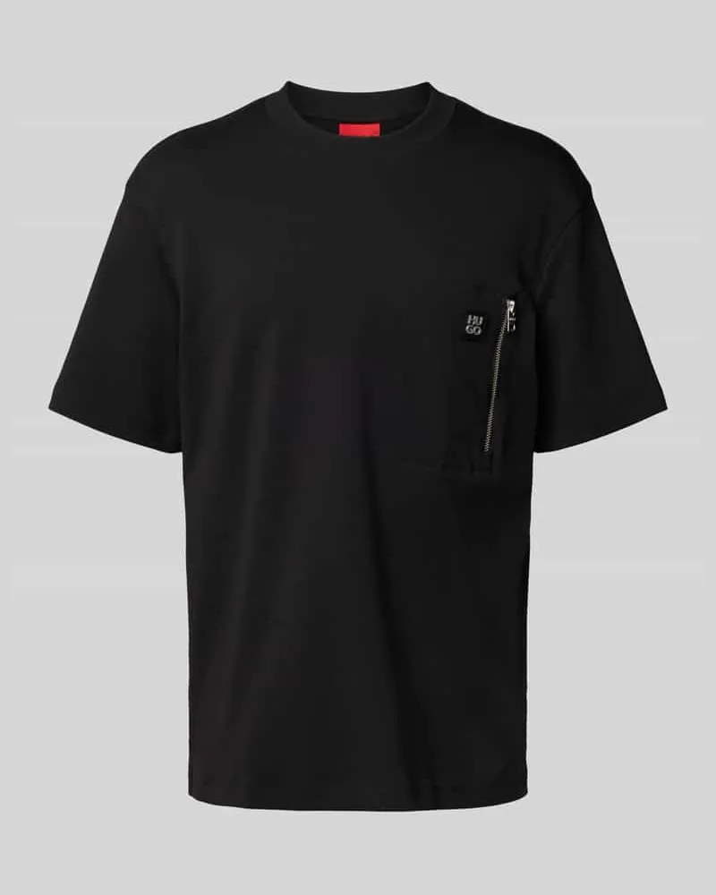 HUGO BOSS Regular Fit T-Shirt mit Brusttasche Modell 'Dargentee Black