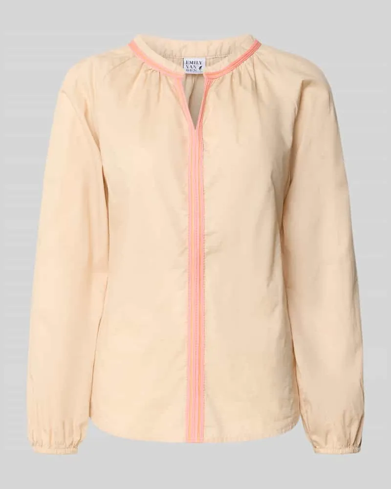 Emily van den Bergh Regular Fit Bluse mit Raffungen Sand