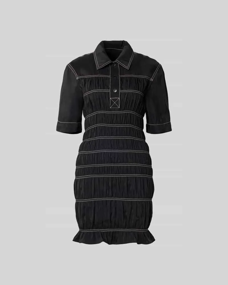 Nanushka Minikleid mit kurzer Knopfleiste Black