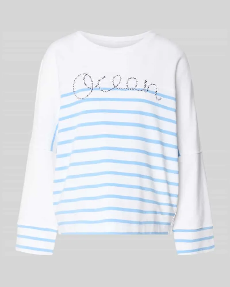 Marc Cain Sweatshirt im Allover-Look mit Rundhalsausschnitt Weiss