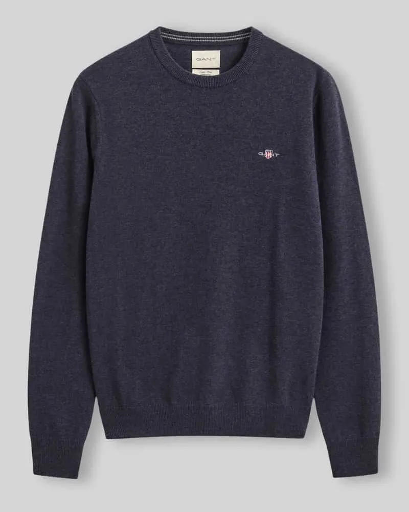 Gant Regular Fit Pullover aus reiner Wolle Hellblau