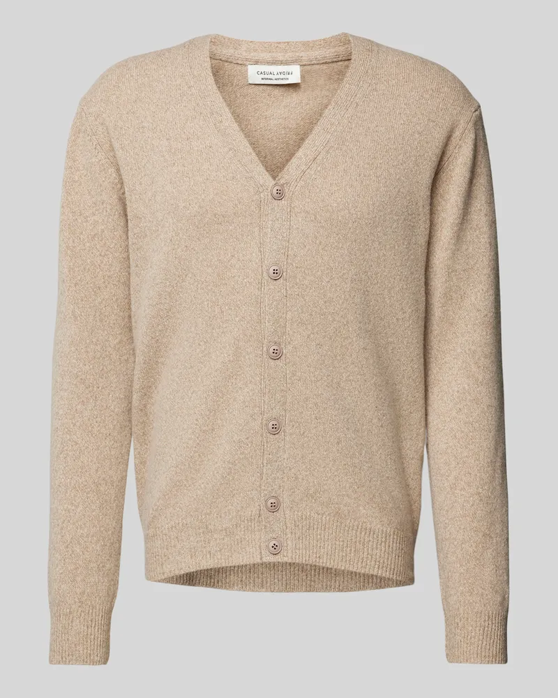 Casual Friday Slim Fit Strickjacke mit Knopfleiste Modell 'Karl Camel