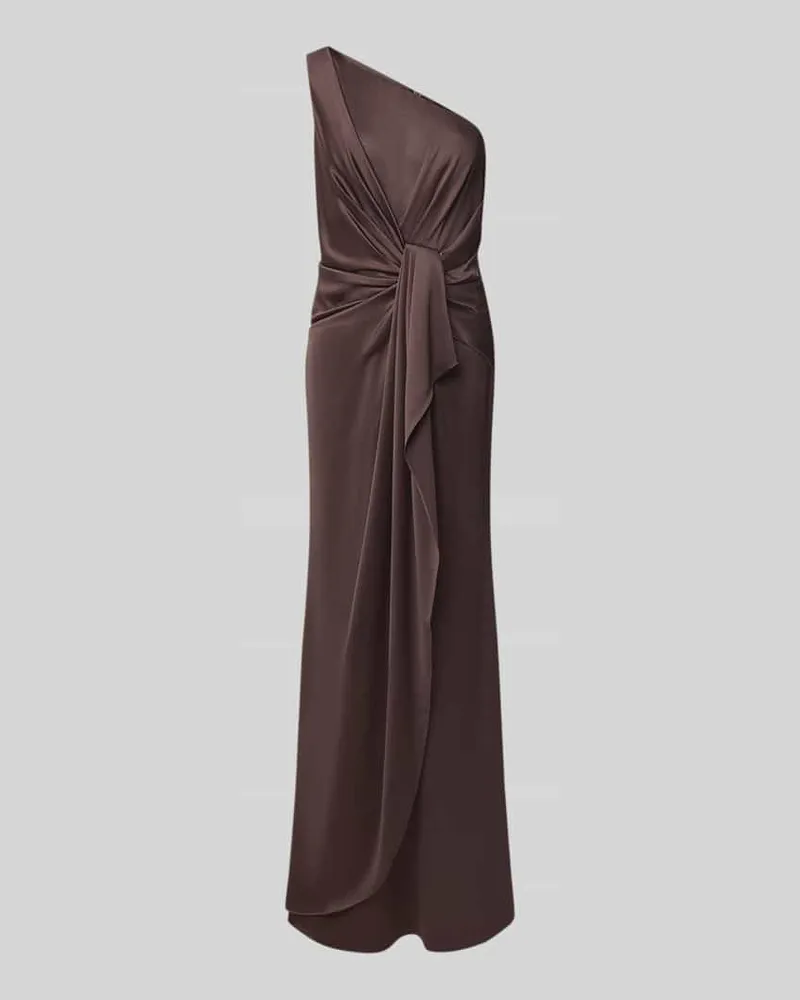 Adrianna Papell Abendkleid mit One-Shoulder-Träger Dunkelbraun