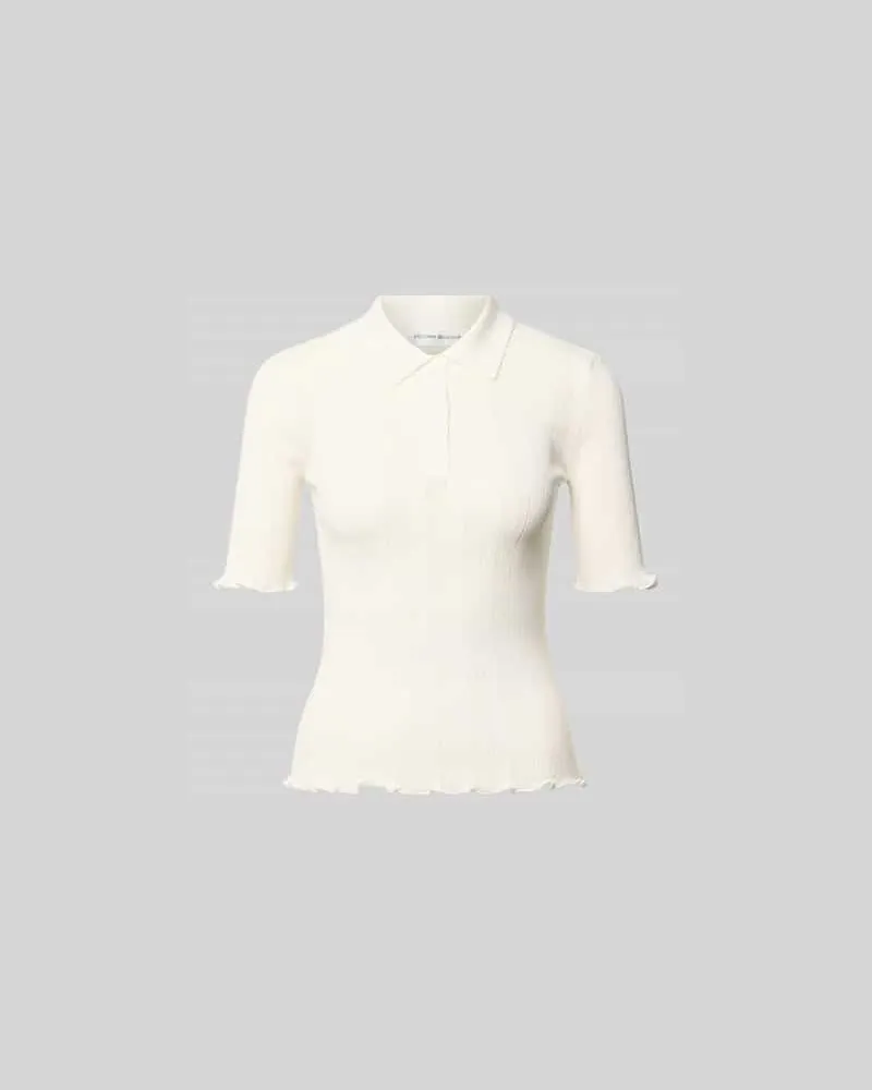 Victoria Beckham Slim Fit Poloshirt in Strick-Optik Weiss