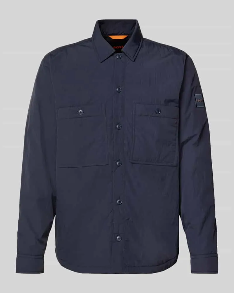 HUGO BOSS Regular Fit Hemdjacke mit Brusttaschen Modell 'Locky Dunkelblau