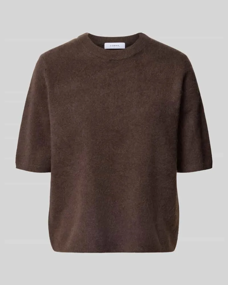 COMMA Strickpullover aus Wolle mit 1/2-Arm Dunkelbraun