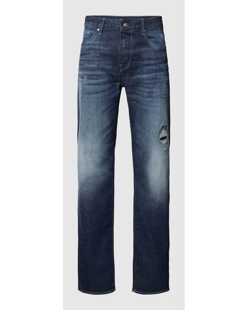 Armani Exchange Slim Fit Jeans im Destroyed-Look Dunkelblau