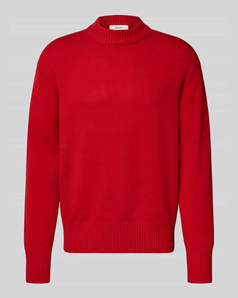 Selected Homme Relaxed Fit Strickpullover aus Woll-Kaschmir-Mix Modell 'Calle Rot