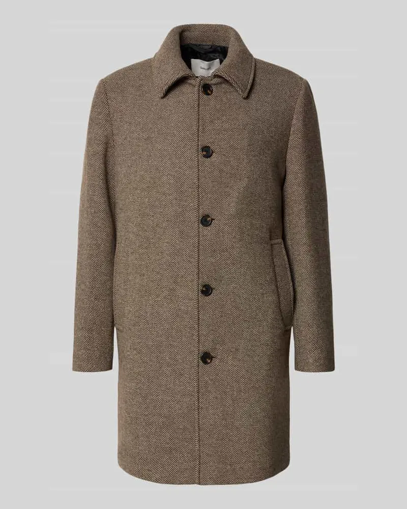 Selected Homme Regular Fit Wollmantel mit Umlegekragen Modell 'ARCHIVE Hellbraun