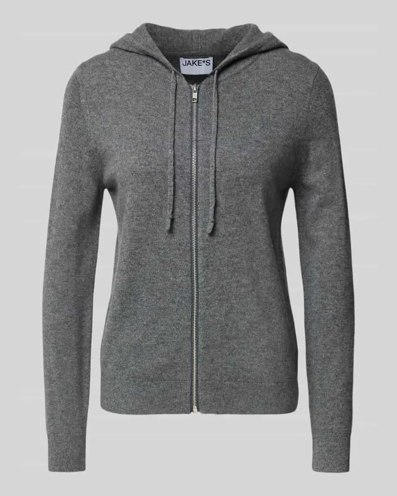 JAKE*S Cardigan aus Kaschmir mit Kapuze und Reißverschluss Dunkelgrau
