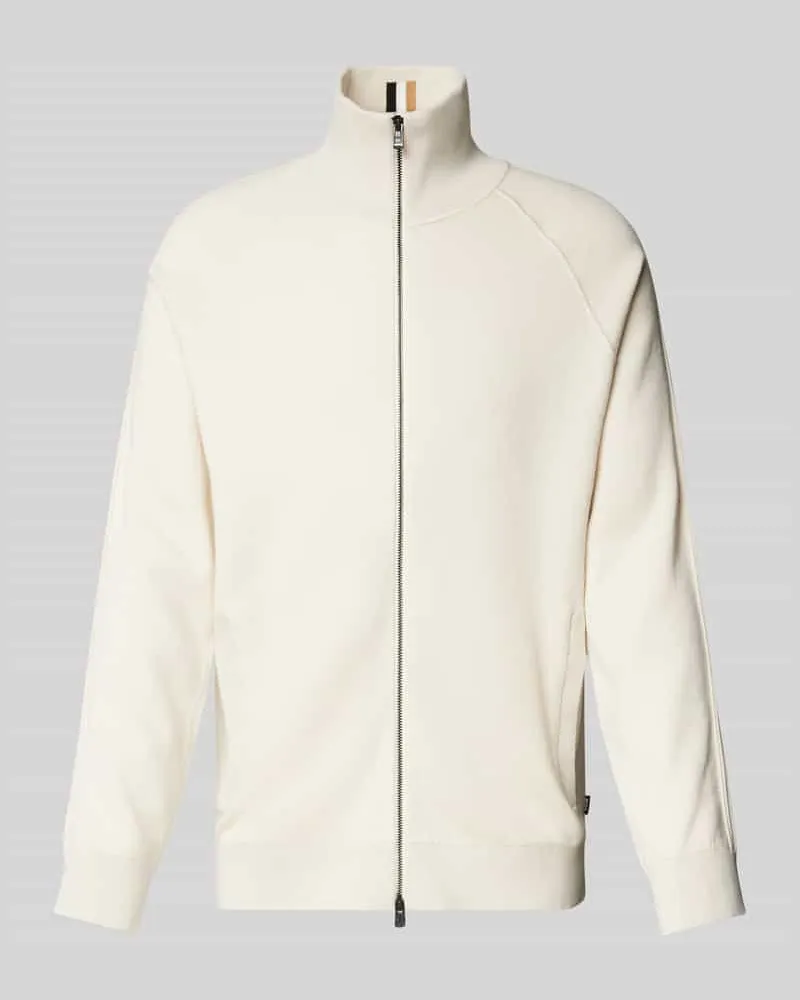 HUGO BOSS Strickjacke mit Zweiwege-Reißverschluss Modell 'Domico Offwhite