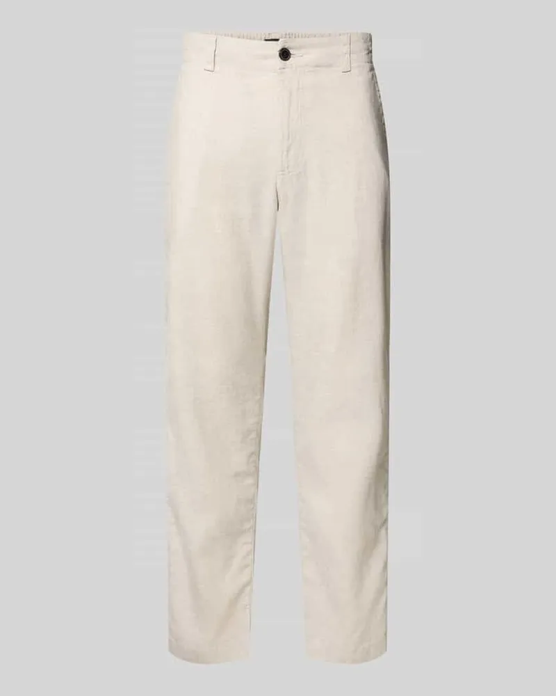 HUGO BOSS Regular Fit Leinenhose aus Leinen-Mix Modell 'SANDERSON Sand