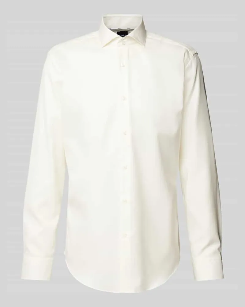 HUGO BOSS Regular Fit Businesshemd aus Feintwill Ecru