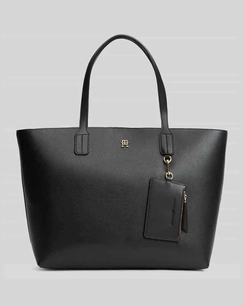 Tommy Hilfiger Shopper mit Reißverschlussfach und Anhänger für Kleinigkeiten Black