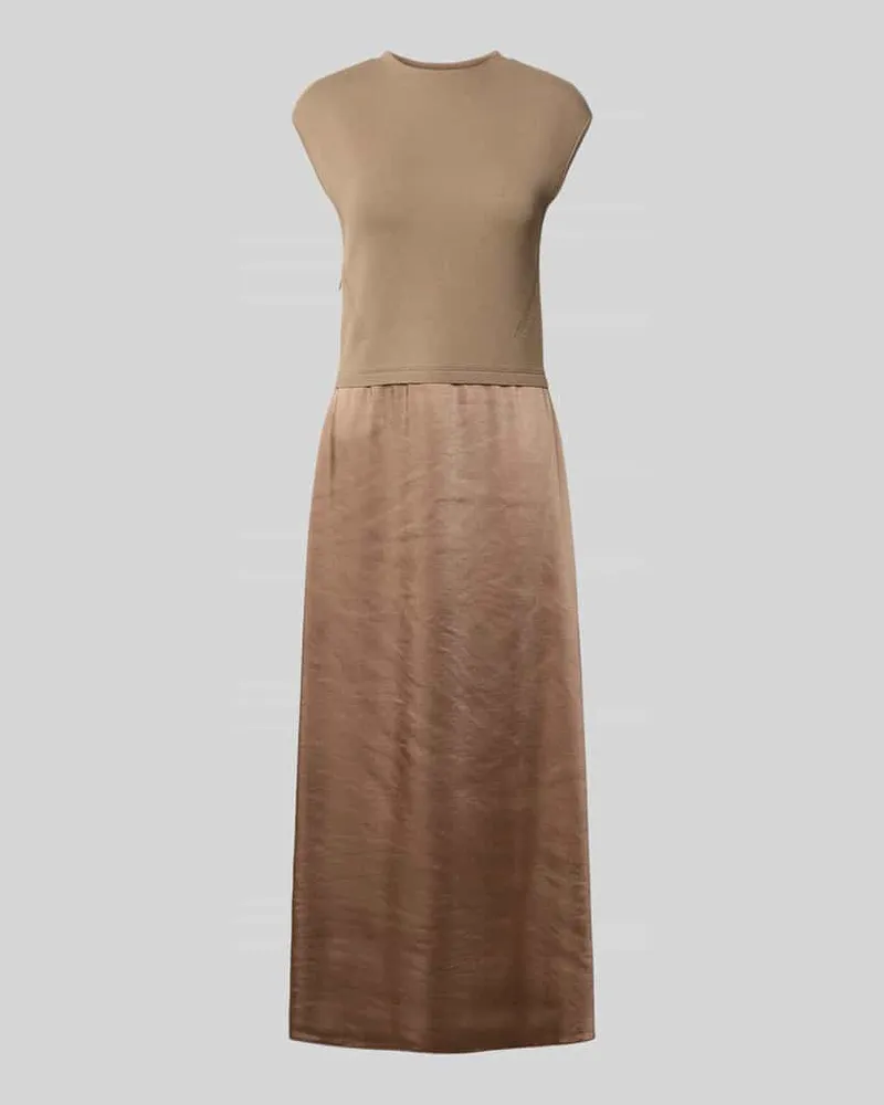 HUGO BOSS Tailliertes Strickkleid mit Rock aus Satin Modell 'FERDOLINI Cognac