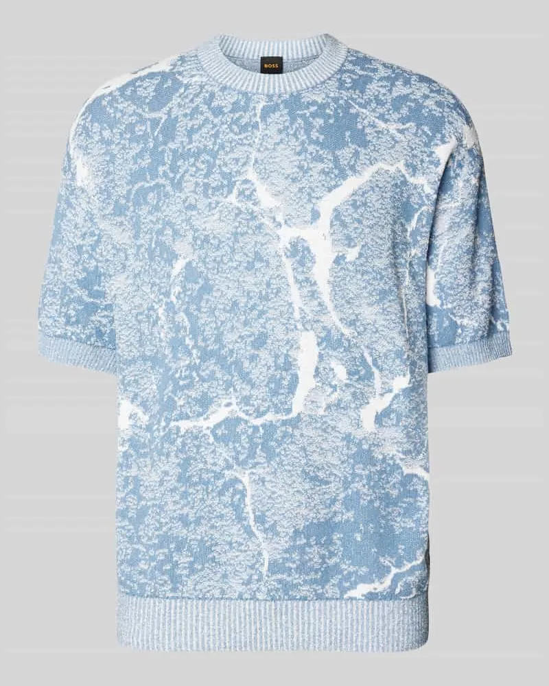 HUGO BOSS T-Shirt mit Stehkragen Modell 'Krocato Rauchblau
