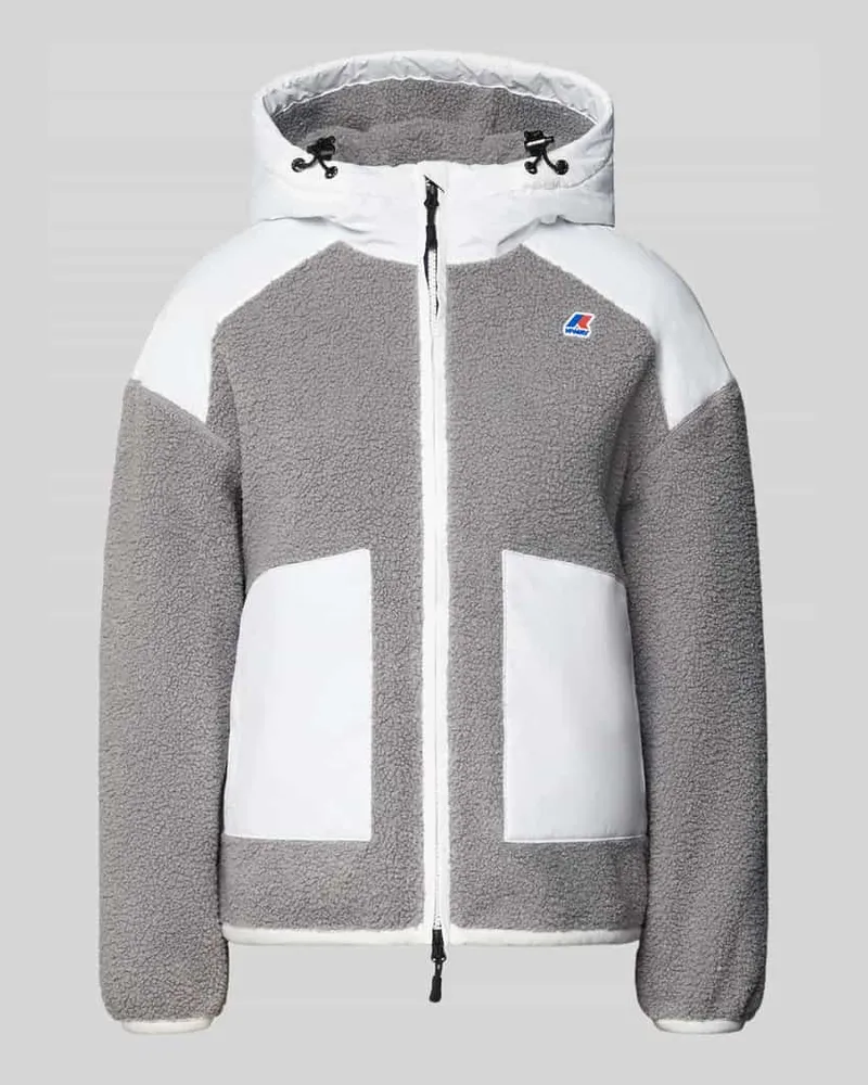 K-Way Teddyjacke mit Label-Detail und Zweiwege-Reißverschluss Weiss
