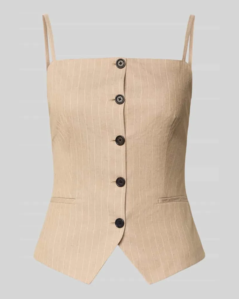 HUGO BOSS Shaped Fit Trägertop aus Baumwoll-Mix mit Leinen-Anteil Modell 'COPALE Sand