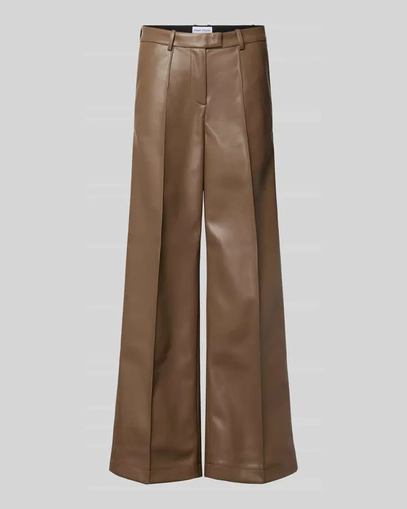 STAND Hose in Leder-Optik mit Längsnähten Modell 'Wessy Mittelbraun