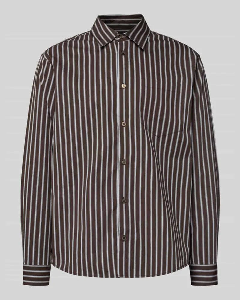 Wood Wood Freizeithemd mit Knopfleiste Modell 'Nico Mittelbraun