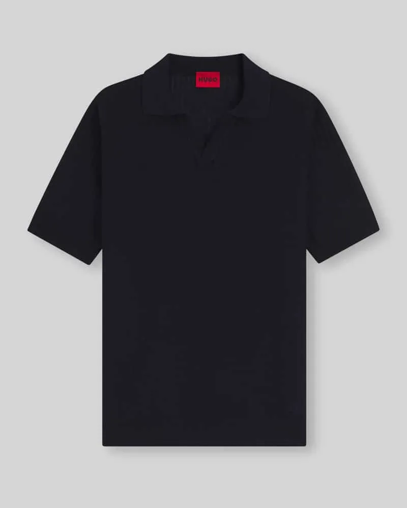 HUGO BOSS Regular Fit Poloshirt aus Baumwoll-Leinen-Mix Modell 'SEEMANT Marine