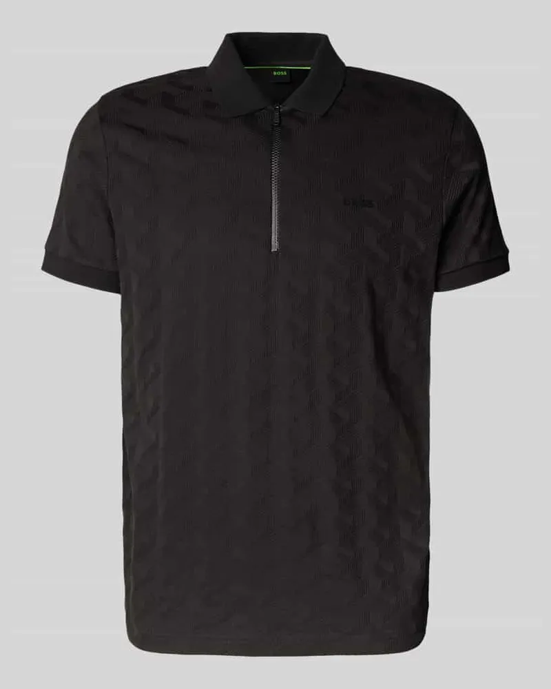 HUGO BOSS Relaxed Fit Poloshirt mit Strukturmuster Modell 'MIRROR Black