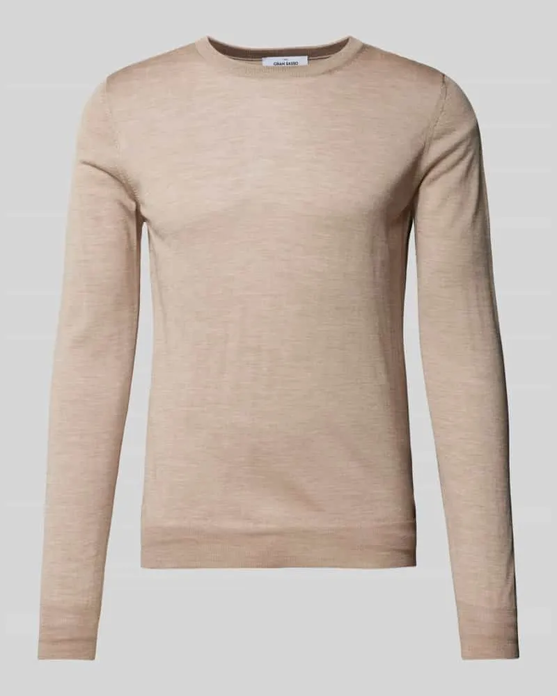 Gran Sasso Strickpullover Seide-Anteil und Rundhalsausschnitt Sand