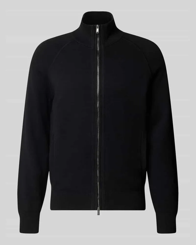 HUGO BOSS Regular Fit Strickjacke aus Baumwoll-Schurwoll-Mix Modell 'Fabiano Black