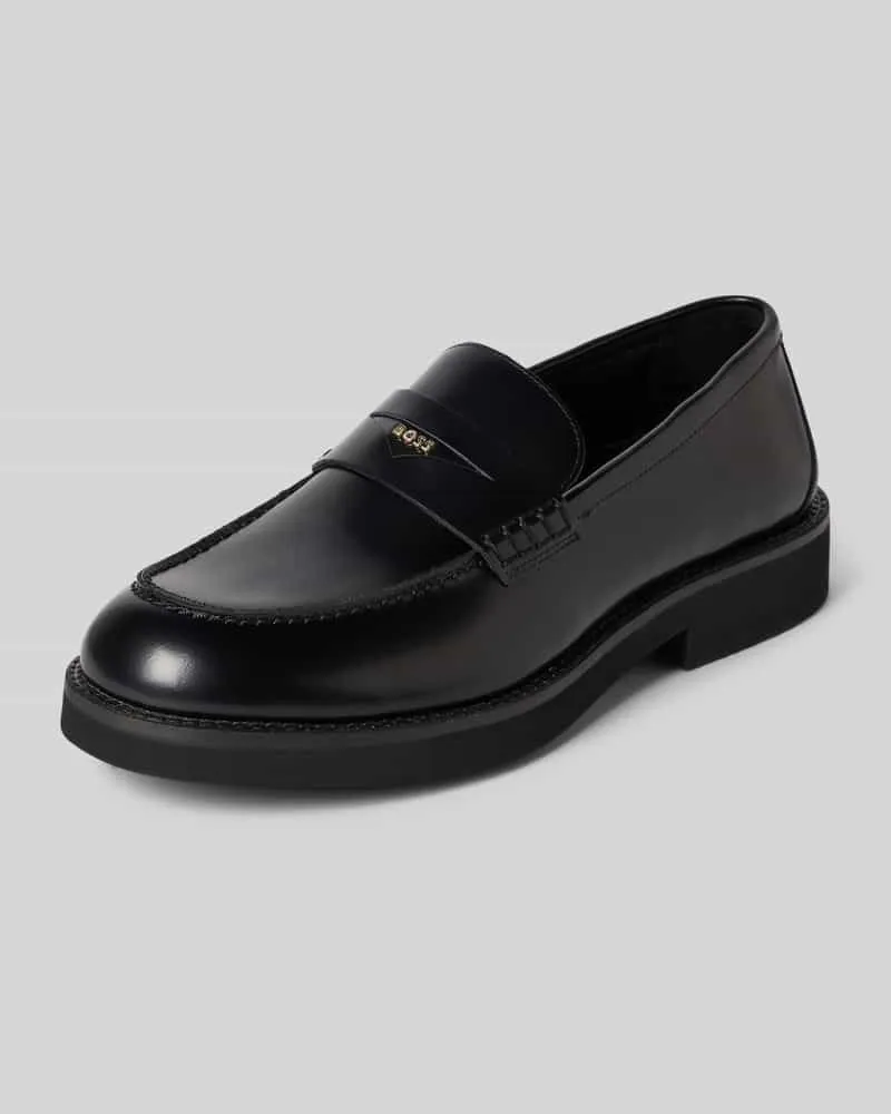 HUGO BOSS Slipper aus Kalbsleder Black