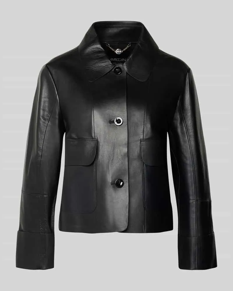 Marc Cain Lederjacke mit Pattentaschen Black