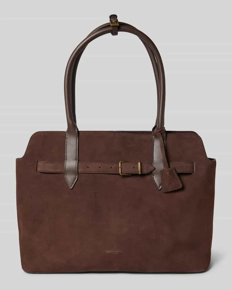 Marc O'Polo Shopper aus reinem Rindsvelours Dunkelbraun