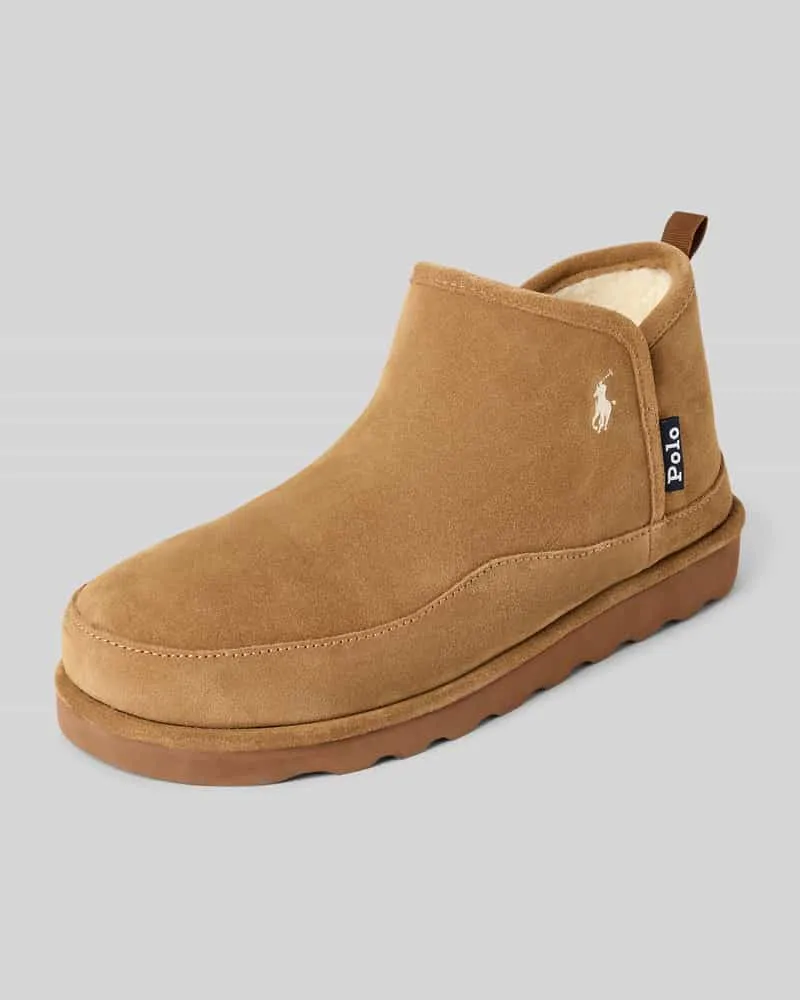 Ralph Lauren Ankle Boots aus Wildleder mit Label-Stitching Cognac