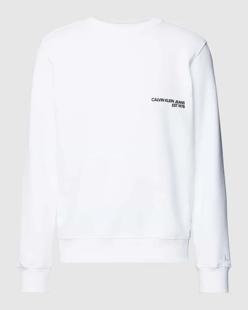 Calvin Klein Sweatshirt mit Label-Motiv-Print auf der Rückseite Modell 'CK SPRAY Weiss