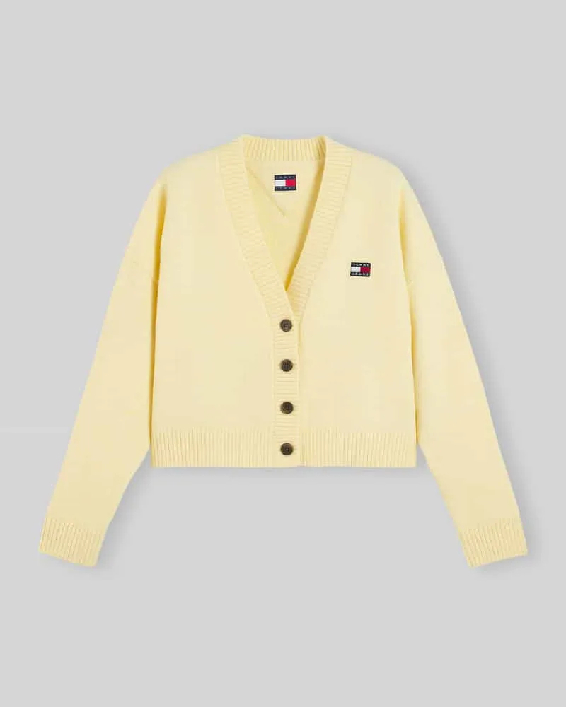 Tommy Hilfiger Relaxed Fit Strickjacke mit Alpaka- und Woll-Anteil Hellgelb