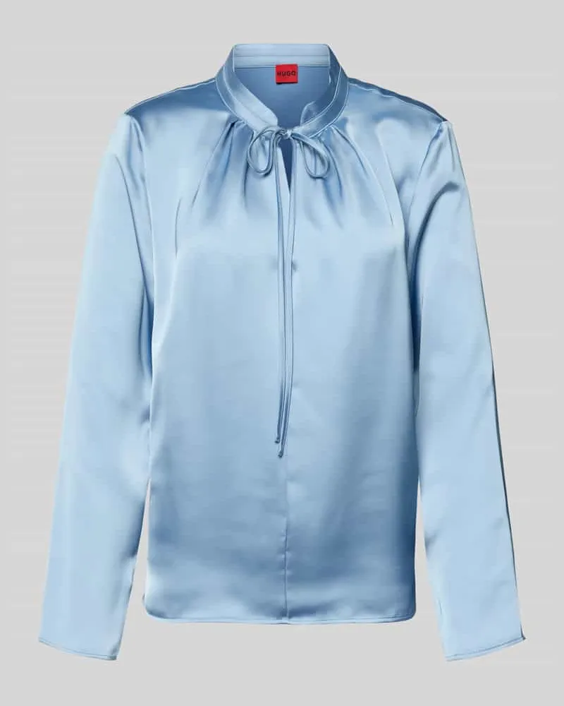 HUGO BOSS Regular Fit Langarmbluse mit Schleifen-Detail Modell 'CIMONAS Hellblau