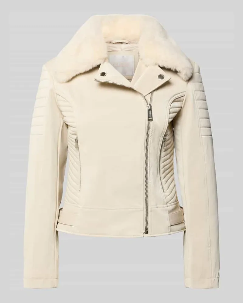 Guess Bikerjacke mit Reißverschlusstaschen Modell 'DARCEY Ecru
