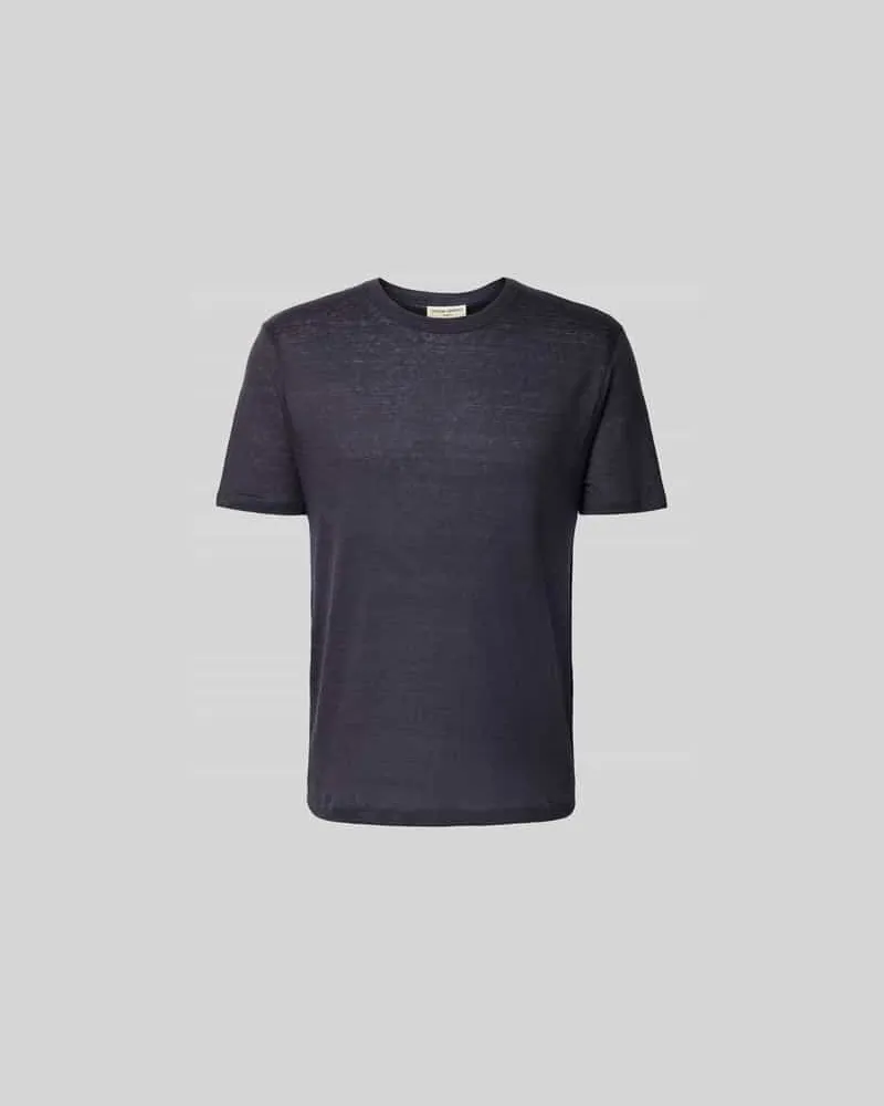 Officine Generale Regular Fit T-Shirt aus reinen Leinen Marine
