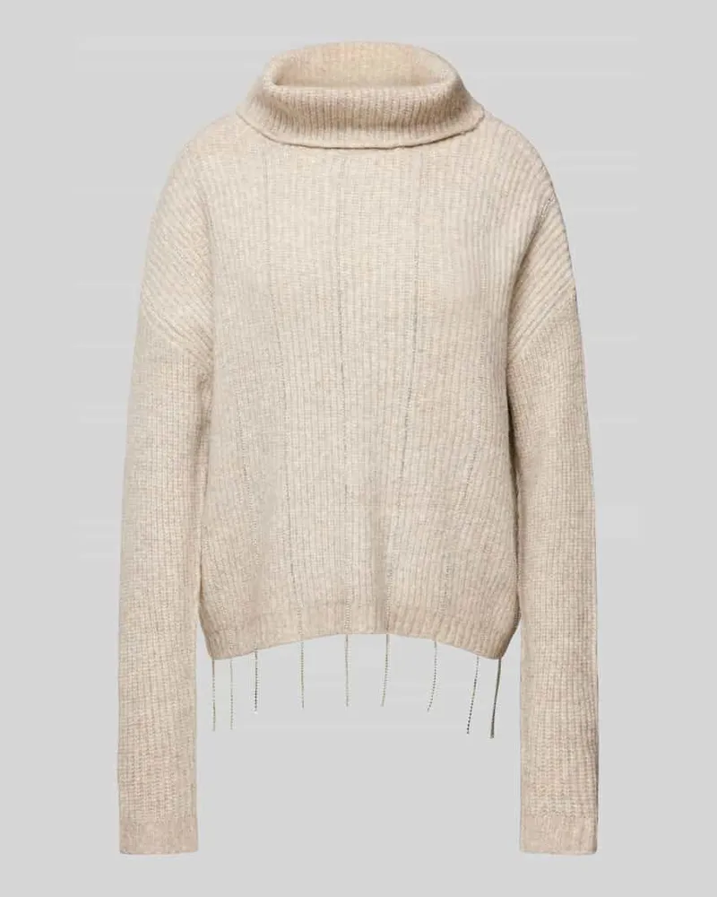 Oui  Strickpullover mit Rollkragen Beige