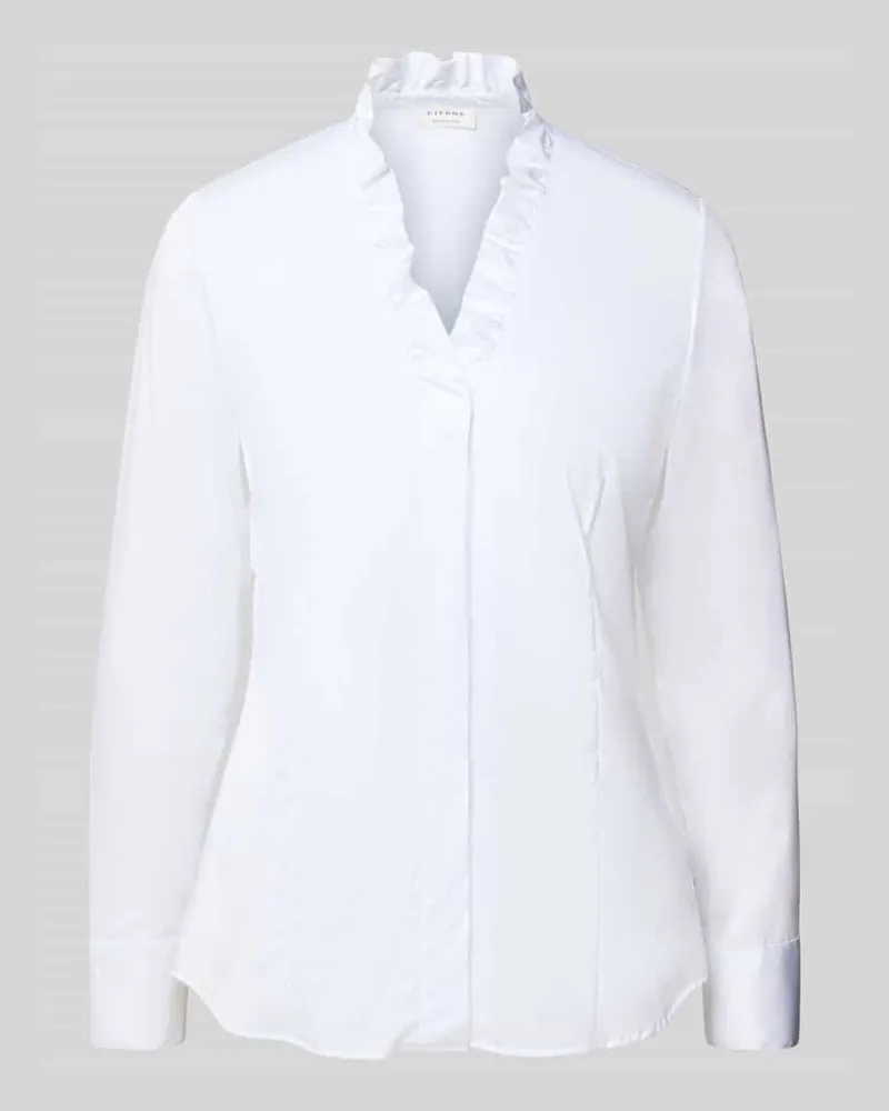Eterna Hemdbluse mit V-Ausschnitt Weiss