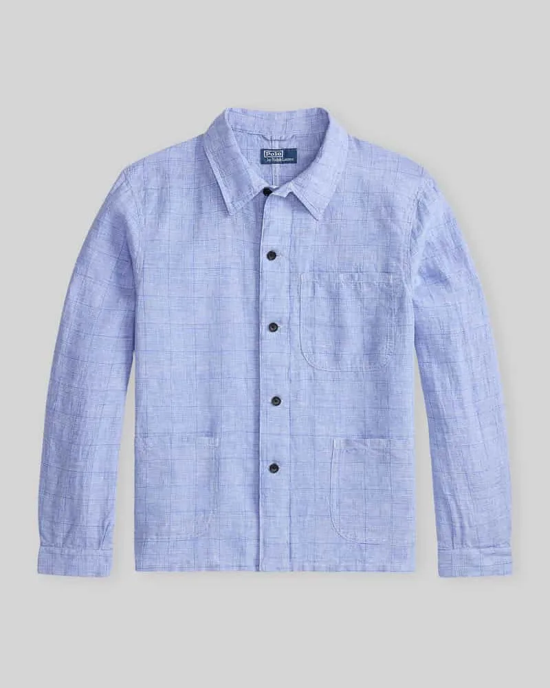 Ralph Lauren Relaxed Fit Freizeithemd aus reinem Leinen mit aufgesetzten Taschen Hellblau