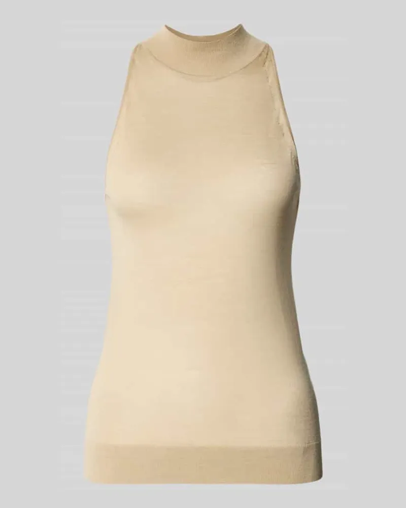 HUGO BOSS Slim Fit Pullunder aus Lyocell-Schurwoll-Mix Modell 'FARGHERITA Beige