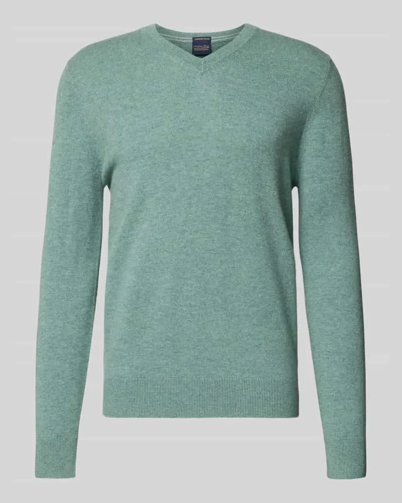 Christian Berg Strickpullover aus Wolle-Kaschmir-Mix mit V-Ausschnitt Schilf