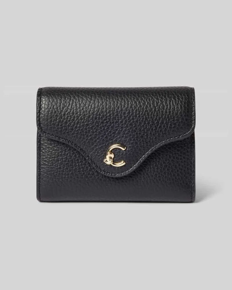 Coccinelle Portemonnaie mit Label-Applikation und Reißverschlussfach Black