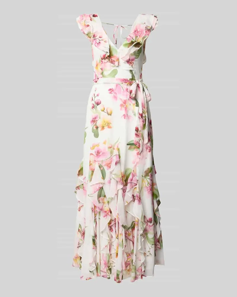 Vera Mont Maxikleid mit Volants und Bindegürtel Rosa